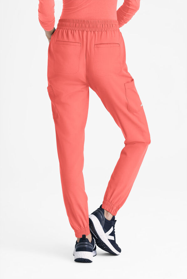 Grey's Anatomy by Barco Evolve STRETCH Terra Women's 6-Pocket Cargo Jogger Scrub Pants - Sunset Coral - 3