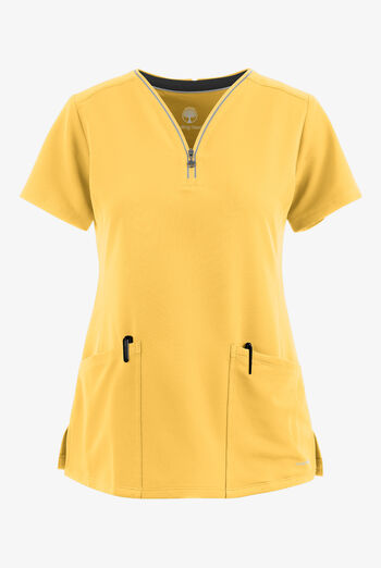 Healing Hands 360 Sonia Women's 3-Pocket STRETCH Reflective Y-Neck Zip Scrub Top