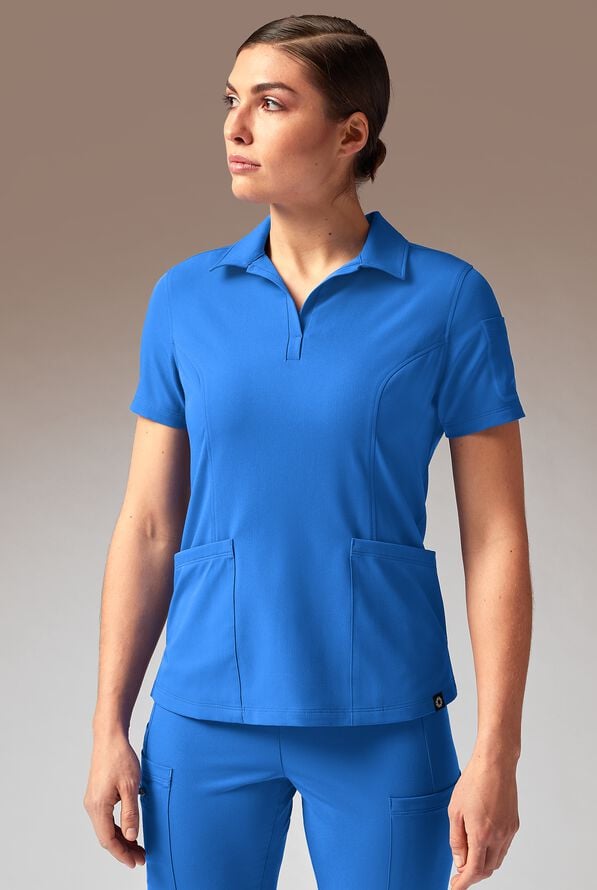 Camiseta médica estilo polo Hypothesis A-S All Situation con 3 bolsillos para mujer - Royal - 1