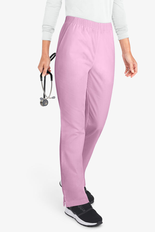 Butter-Soft Core Scrubs Women's 2-Pocket Bootcut Elastic Waist Scrub Pants- New and Improved - Petite - Light Thistle - 1