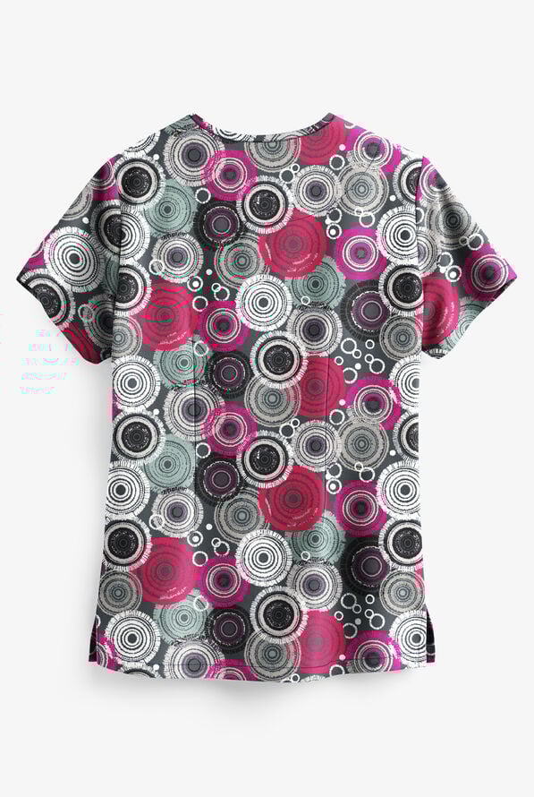 Easy STRETCH Mandala Tapestry Women's 2-Pocket Print Scrub Top - null - 2