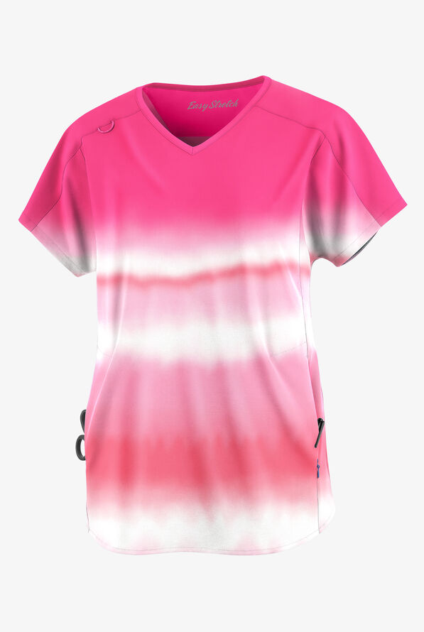 Blusa médica estampada Easy Stretch Waterfall Stripe Flirt con mangas dolmán y 2 bolsillos para mujer - null - 1