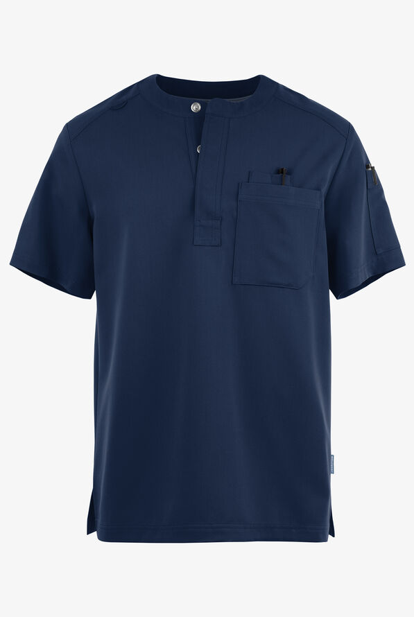 MOVEMENT by Butter-Soft Eclipse Men's 4-Pocket Short Sleeve Henley Scrub Top - Navy - 1
