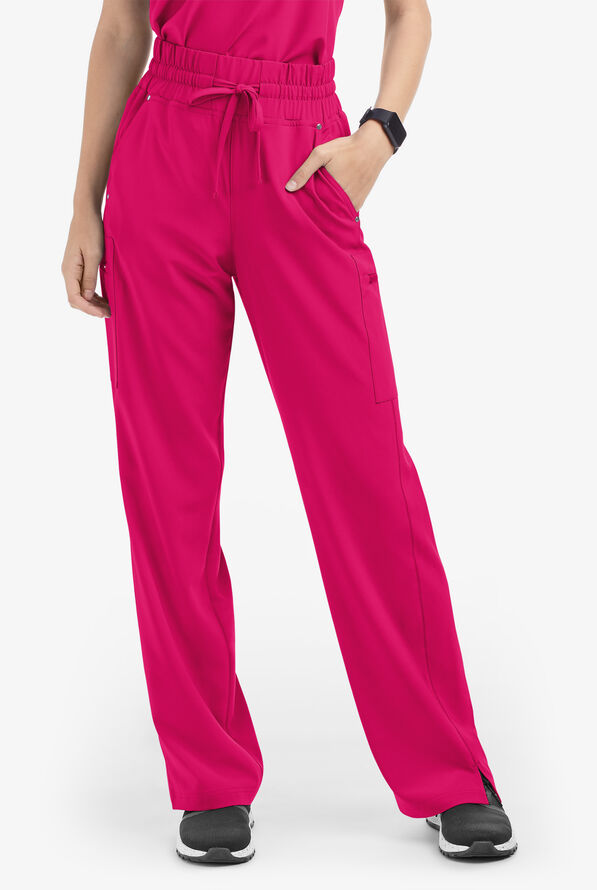 Easy STRETCH Ellie Women's 5-Pocket High Waisted Wide Leg Scrub Pants - Flirt - 1