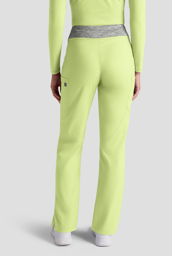 Butter-Soft STRETCH FLXTEK+ Women's 4-Pocket Knit Waistband Yoga Scrub Pants - Cool Matcha/Silver Melange - 2