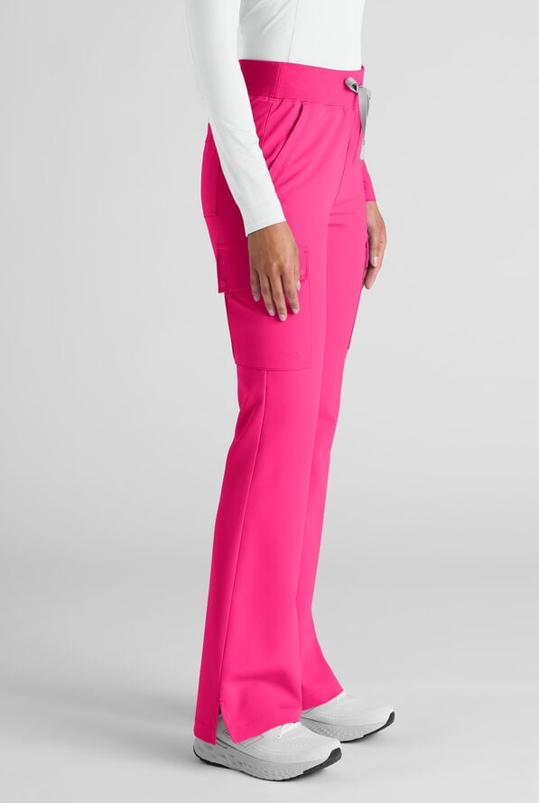 Pantalón médico ReSurge Avon estilo cargo con piernas acampanadas y 7 bolsillos para mujer - Reactive Pink - 2