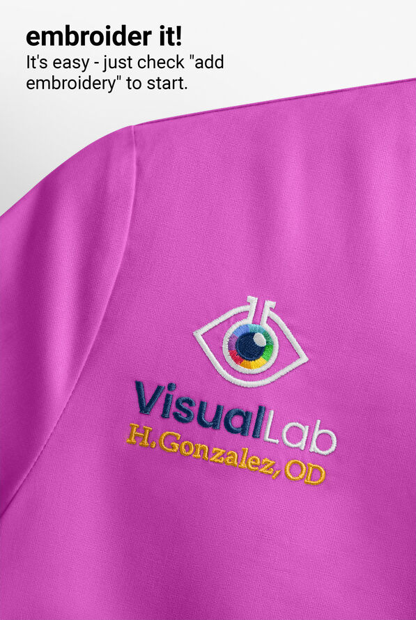 Blusa m&eacute;dica Cherokee Collection STRETCH con cuello Henley con tejido acanalado y 3 bolsillos para mujer - Vibrant Violet - 5