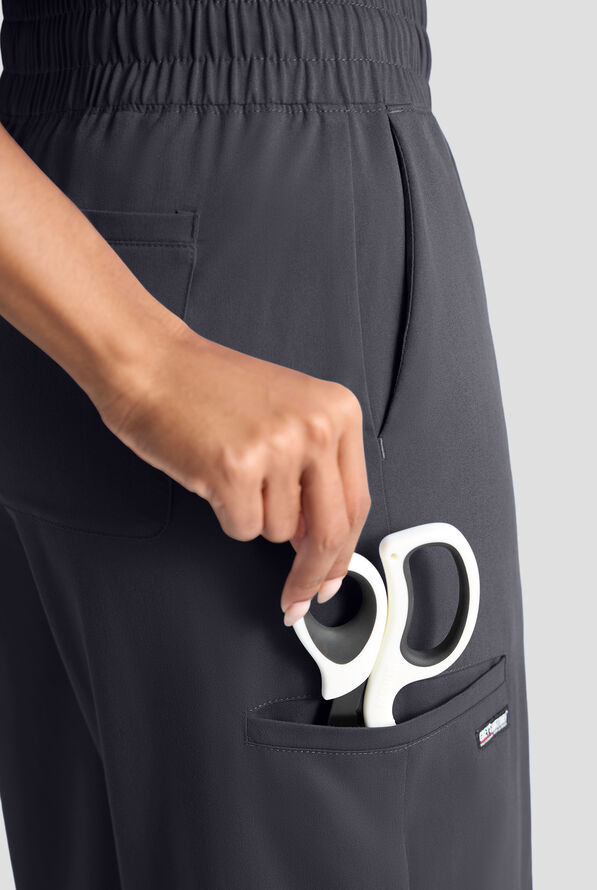 Pantal&oacute;n m&eacute;dico Grey's Anatomy&trade; by Barco Spandex Emerson STRETCH de tiro alto con piernas anchas y 5 bolsillos para mujer - Steel Gray - 4