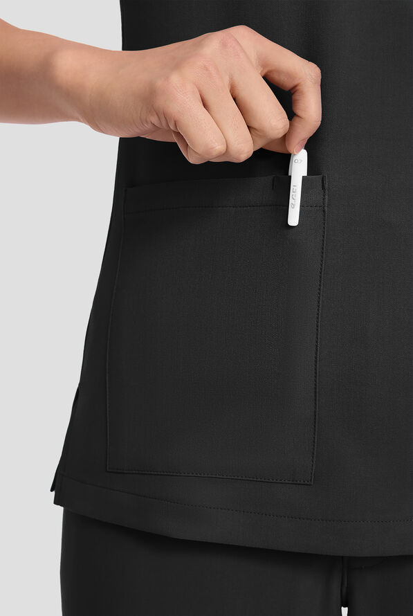 Blusa m&eacute;dica Healing Hands Quest Briana STRETCH con 3 bolsillos y cuello en Y para mujer - Black - 3