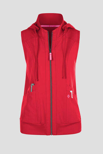 Med Couture Amp Women's 4-Pocket STRETCH Zip Front Removable Hoodie Scrub Vest