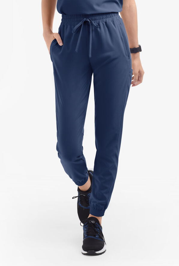 Easy STRETCH Kourtney Women's 5 Pocket Modern Slim Leg Jogger Scrub Pants - Petite - Navy - 2