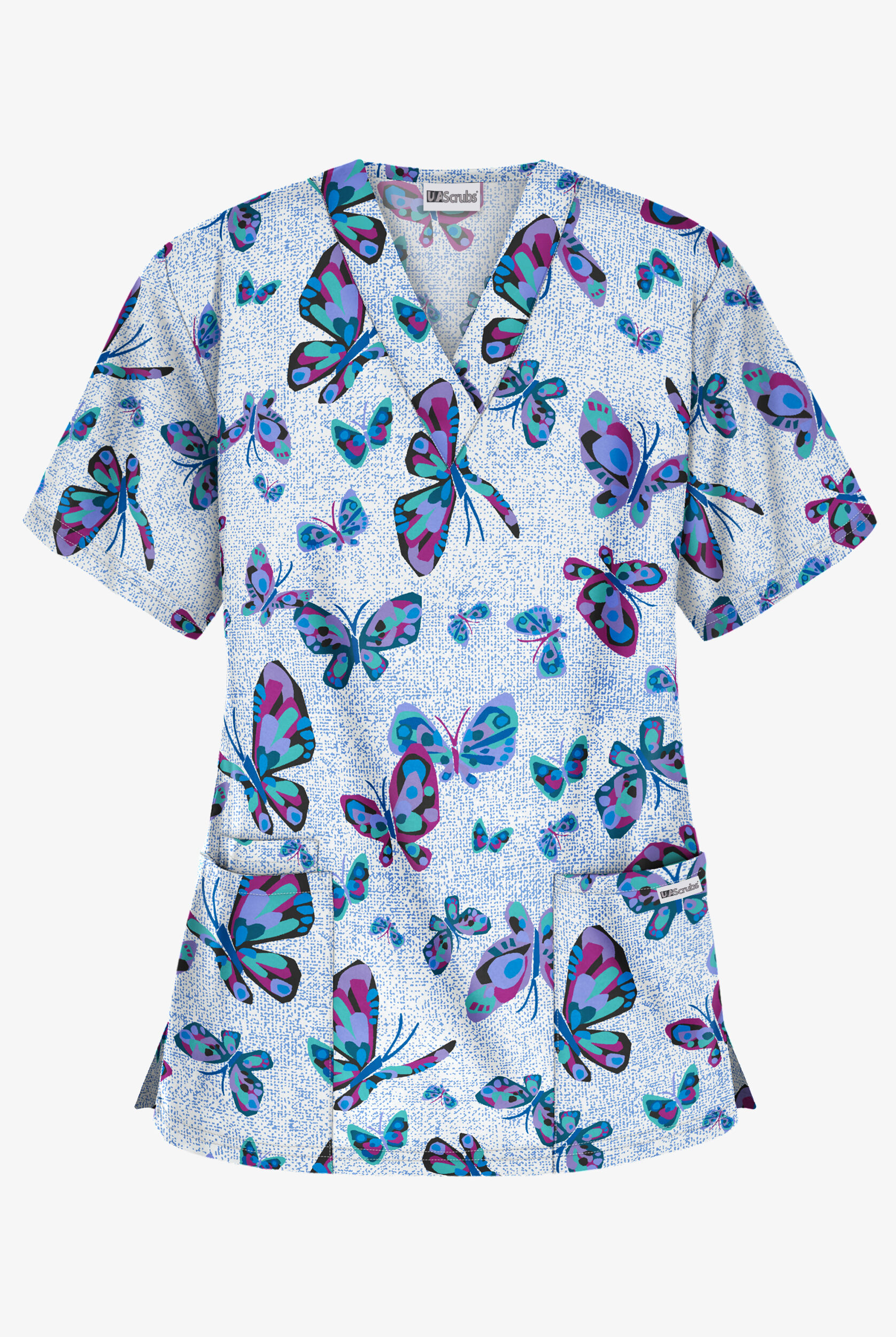 UA Best Buy Butterfly Dance V-Neck Print Scrub Top, Print Scrubs