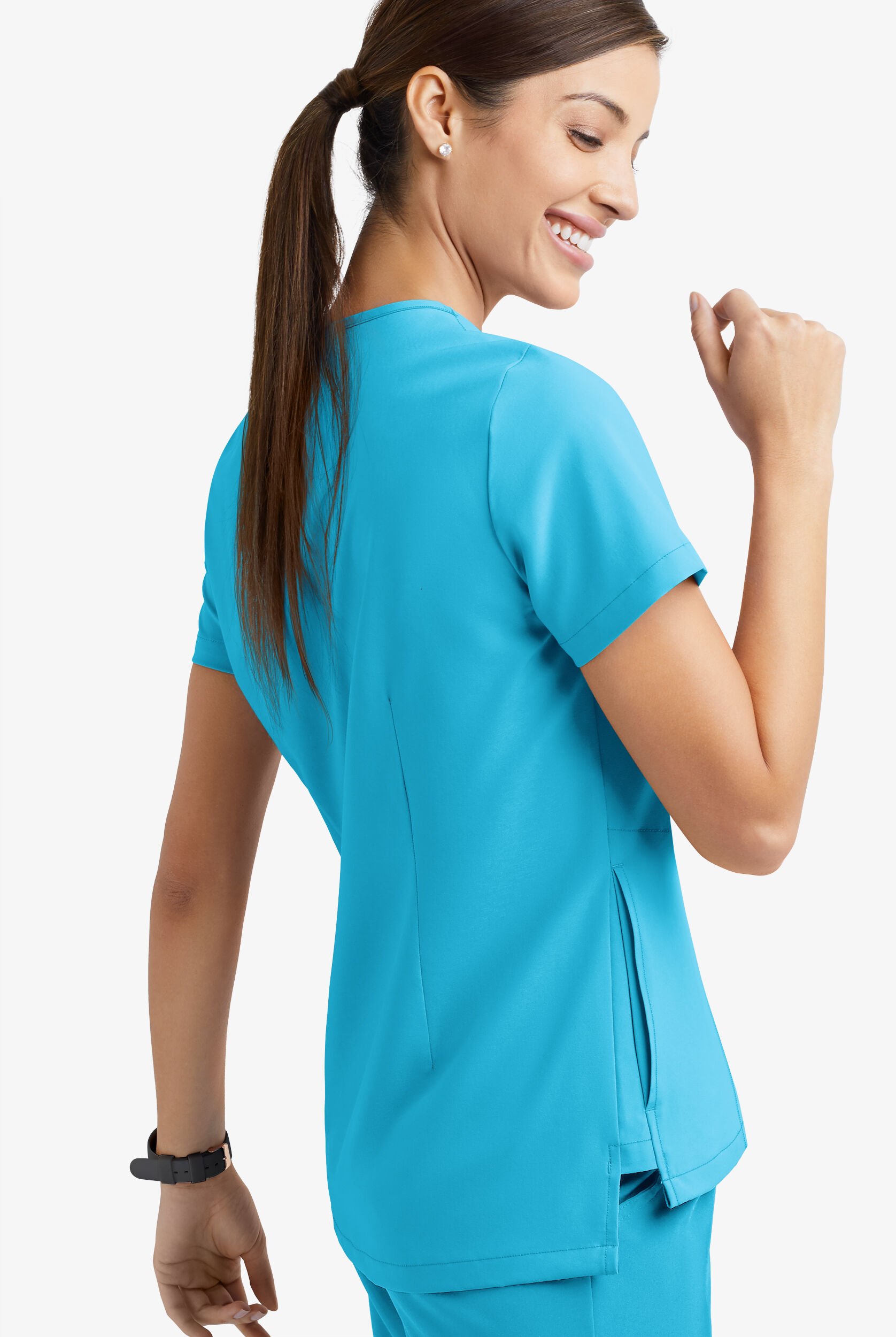 Kページ Easy Stretch High Low Hem V-Neck Top, Stretch Scrubs