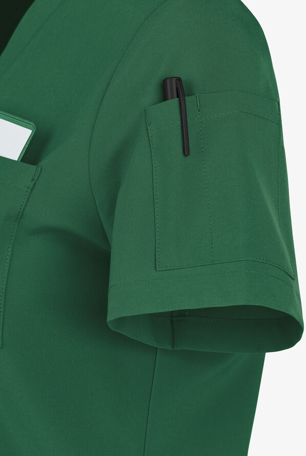 Easy STRETCH Chloe Women's 3-Pocket V-Neck Tuck-In Scrub Top - Hunter - 5