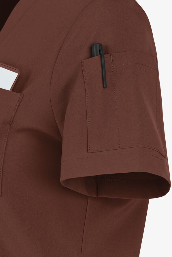 Easy STRETCH Chloe Women's 3-Pocket V-Neck Tuck-In Scrub Top - Double Espresso - 5