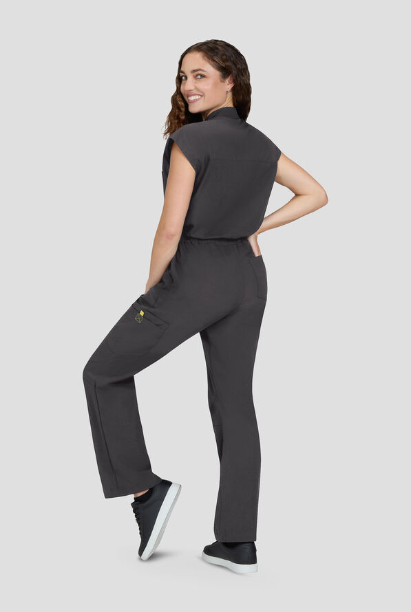Mono médico a cremallera koi Solis Anja STRETCH Petite con mangas dolmán y 9 bolsillos para mujer - Charcoal - 4