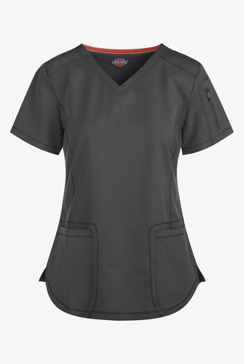 Blusa m&eacute;dica Dickies Dynamix STRETCH con 3 bolsillos y cuello en V para mujer