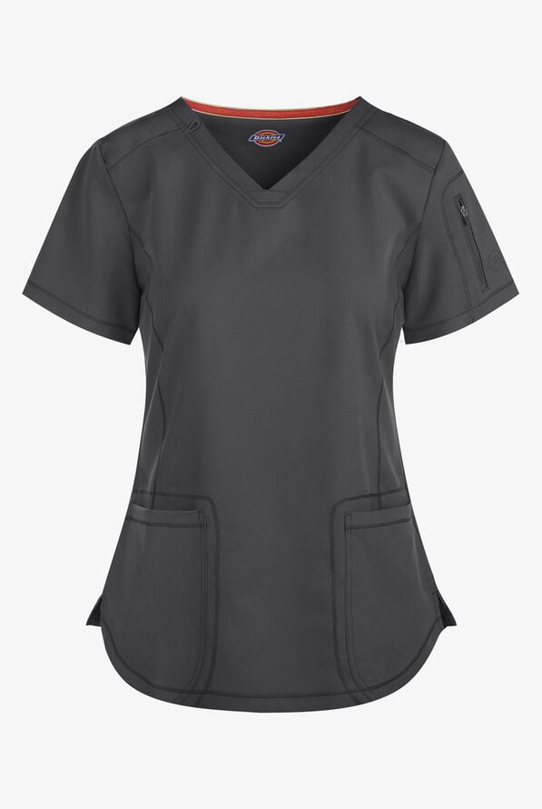 Blusa m&eacute;dica Dickies Dynamix STRETCH con 3 bolsillos y cuello en V para mujer - Pewter - 1