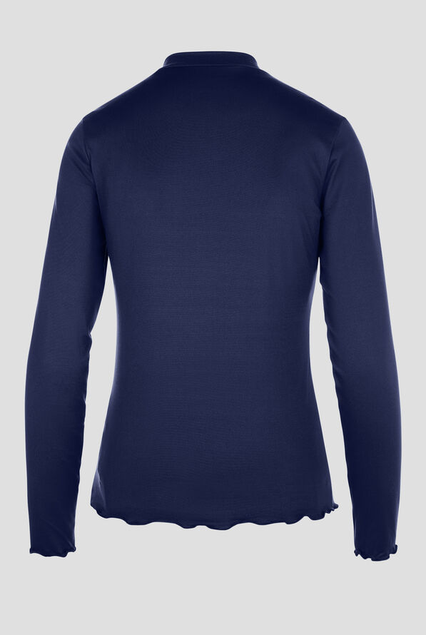 Med Couture Layers Women's STRETCH Merrow Edge Mock Neck Knit Underscrub - Navy - 2