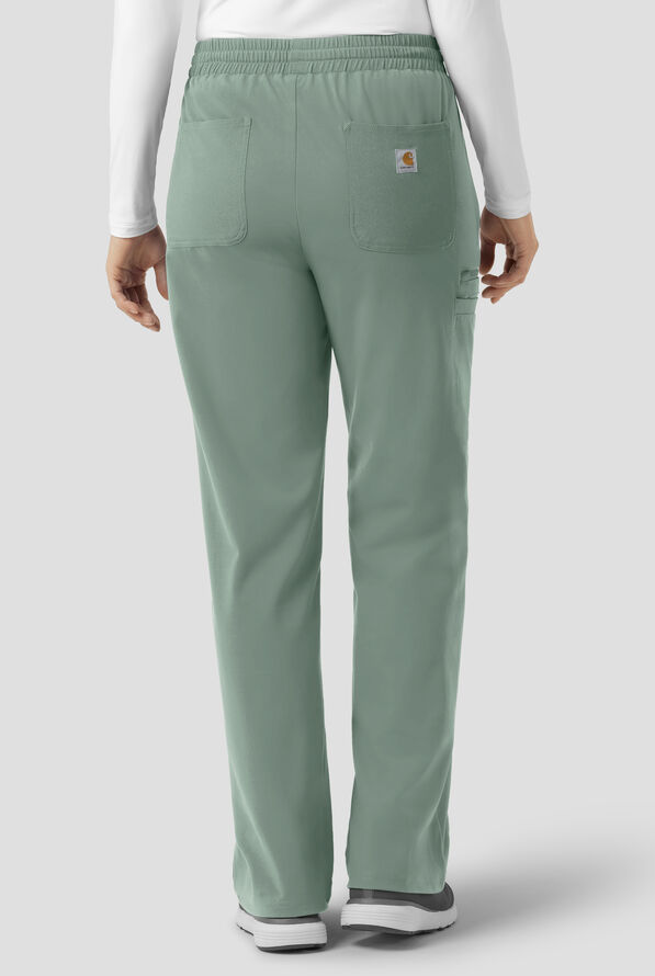 Carhartt Force&reg; Cross-Flex Knits Women's 6-Pocket STRETCH Boot Cut Scrub Pants - Green Slate - 2