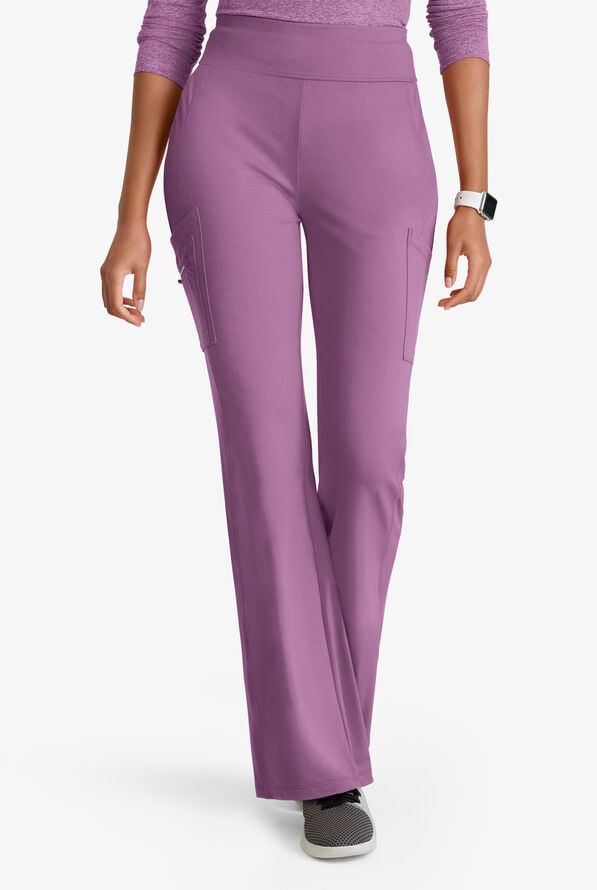Barco One Performance Knit Sprint Women's 7-Pocket STRETCH High Waisted Fit & Flare Scrub Pant - Dusty Lavender - 1
