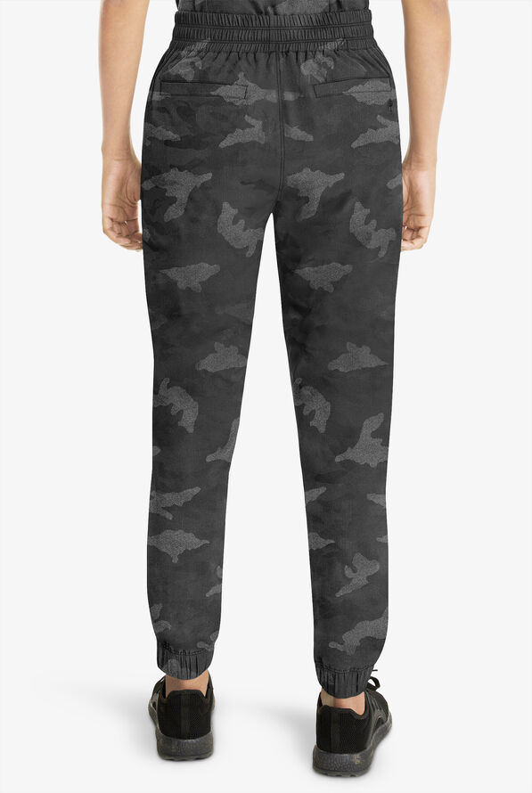 Healing Hands Purple Label Tate Camo Women's 5-Pocket STRETCH Jogger Scrub Pants - Black - 4