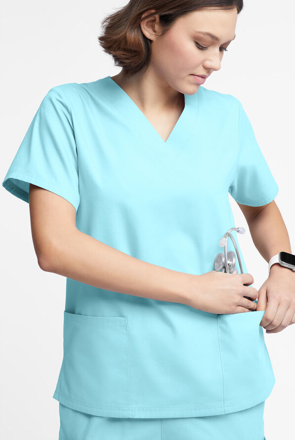 Butter-Soft Originals Women's 2-Pocket V-Neck Scrub Top - Gulf Stream - 4