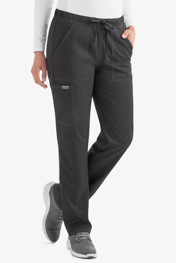 Cherokee Workwear Revolution Unisex 4-Pocket STRETCH Drawstring Cargo Scrub Pants - Tall - Pewter - 1