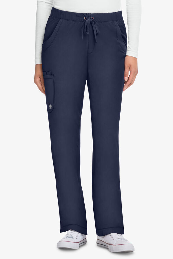 HH Works by Healing Hands Rebecca Women's 6-Pocket STRETCH Drawstring Waist Cargo Scrub Pants - Petite - Navy - 1