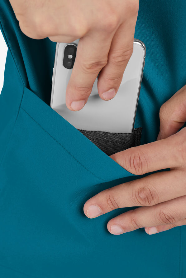 Advantage STRETCH Men's 6-Pocket V-Neck Scrub Top - Caribbean Blue - 4