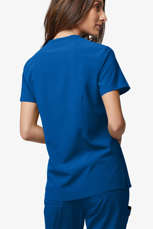 Easy Stretch EcoGrid Ariel Women's 1-Pocket Tuck In/Wear Out Scrub Top - Royal - 5