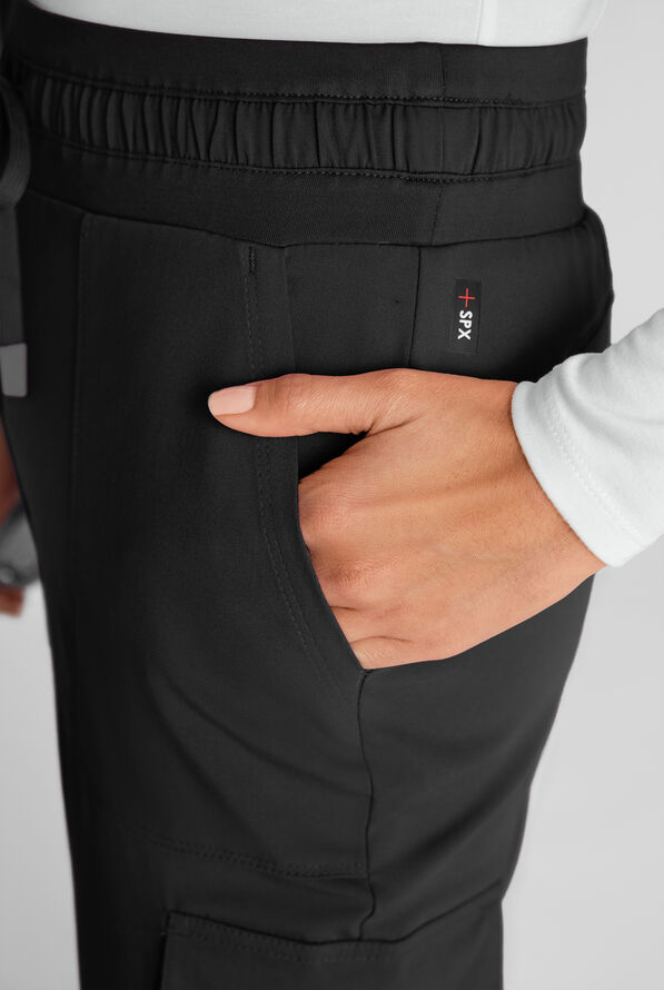 Grey's Anatomy by Barco Emerge Parker Women's 4-Pocket STRETCH Fit & Flare Scrub Pants - Black - 6