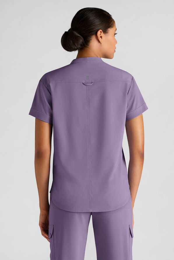 Easy STRETCH Bella Women's 1-Pocket Henley Scrub Top - Purple Dusk - 2
