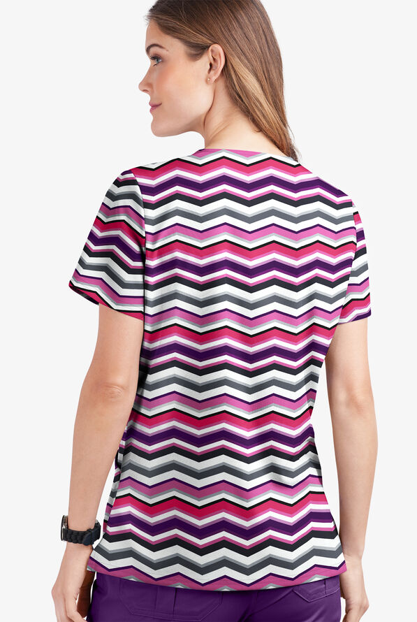 Blusa médica estampada UA Butter-Soft STRETCH Miami Deco Rosebud con cuello en V y 2 bolsillos para mujer - null - 2