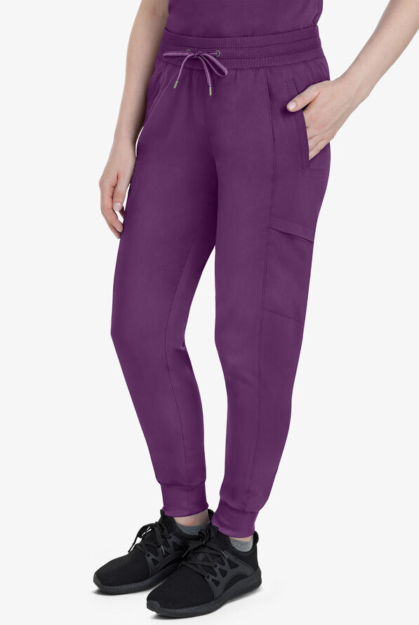 Healing Hands Purple Label Toby Women's 7-Pocket STRETCH Jogger Drawstring Scrub Pant - Eggplant - 1