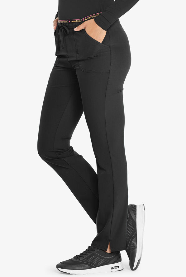 heartsoul Break On Through Women's 4-Pocket STRETCH Logo Elastic Cargo Scrub Pants - Black - 3