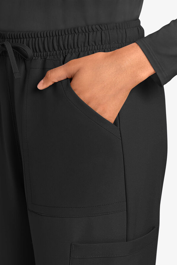 Cherokee Workwear Originals Ultra Women's 4-Pocket Drawstring Cargo Scrub Pants - Tall - Black - 2