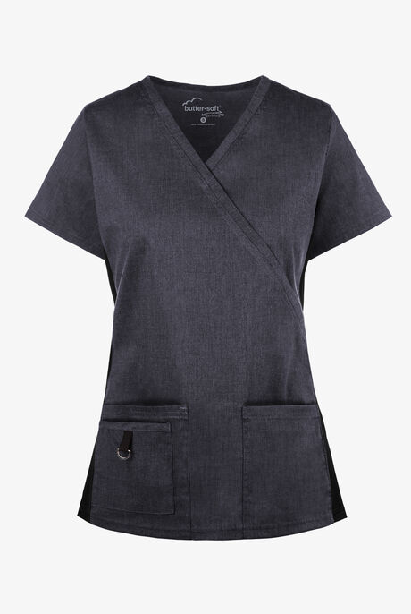 Butter-Soft STRETCH Women's 3-Pocket V-Neck with Side Knit Panels Scrub Top
