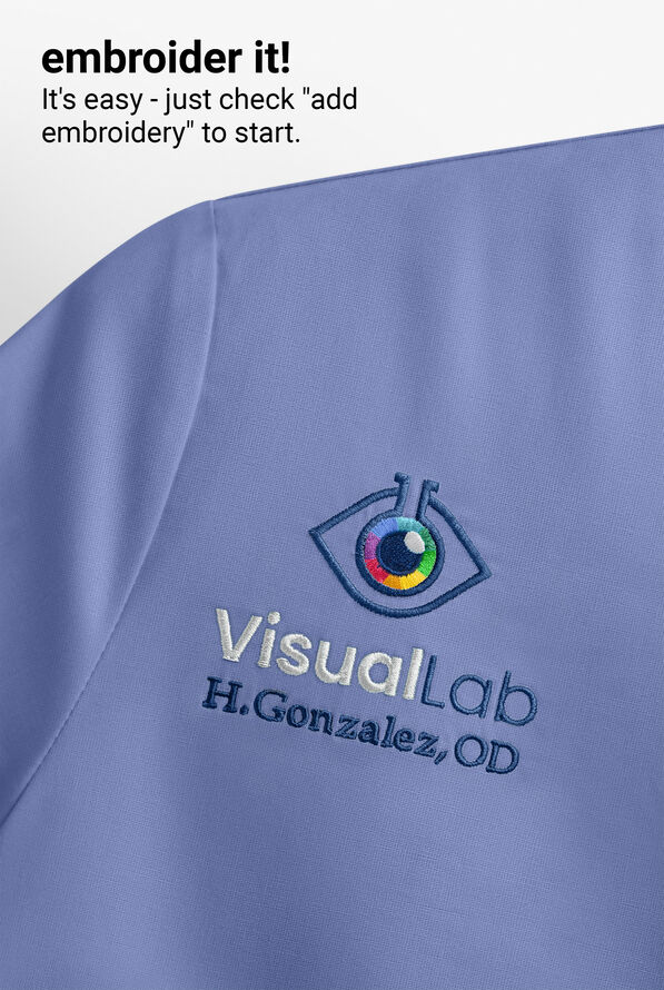 UA Exclusive Cherokee Workwear Revolution Women's 2-Pocket STRETCH Mesh Trim V-Neck Scrub Top - Ceil Blue - 5