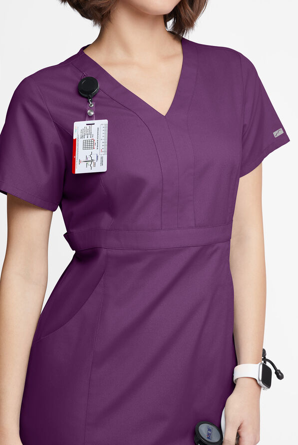 Butter-Soft Originals Women's 4- Pocket V-Neck Empire Waist Dress - Eggplant - 2