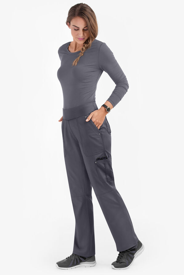 Healing Hands Purple Label Tori Women's 5-Pocket STRETCH Yoga Scrub Pants - Pewter - 3
