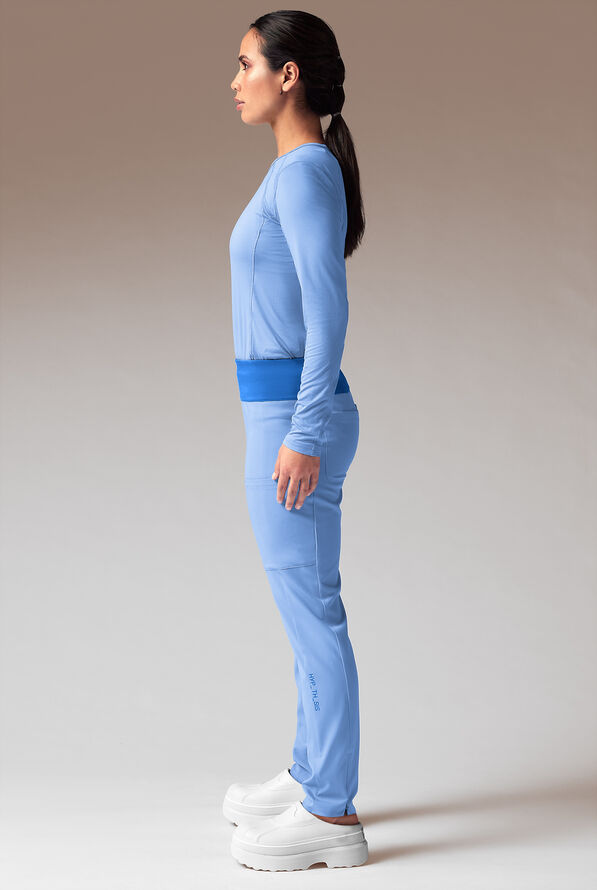 Hypothesis Dynama Y-Pant Women’s 7-Pocket Yoga-Inspired Scrub Pant - Ceil/Royal - 3