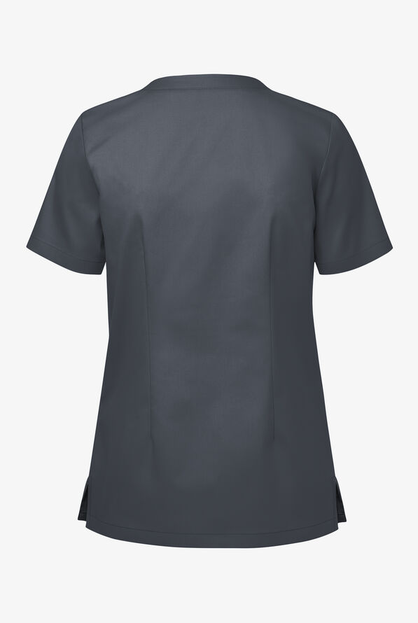 Butter-Soft STRETCH Women's 3-Pocket Welt V-Neck Scrub Top - Pewter - 2