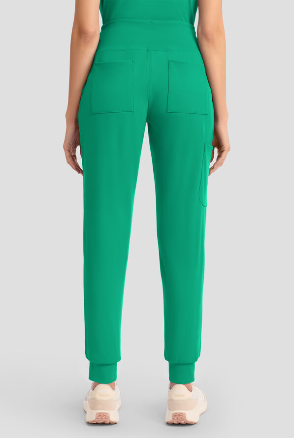 Cherokee Achieve Women's 5-Pocket STRETCH Cargo Jogger Knit Scrub Pants - Green Apple - 4
