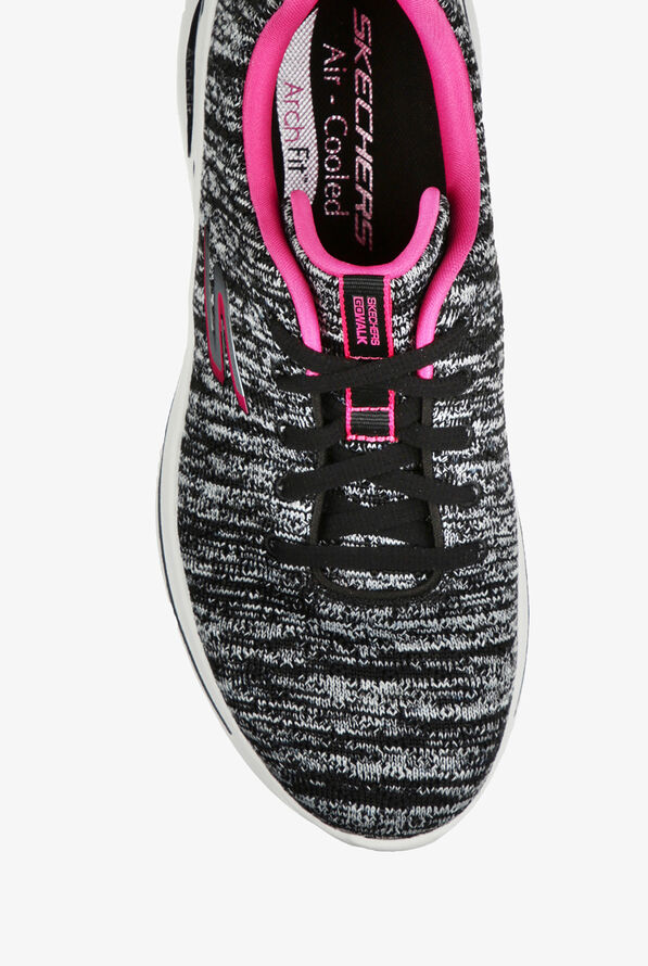 Skechers Performance Women's Go Walk Arch Fit Unify Black/Hot Pink Athletic Lace Up Nursing Shoes - null - 4