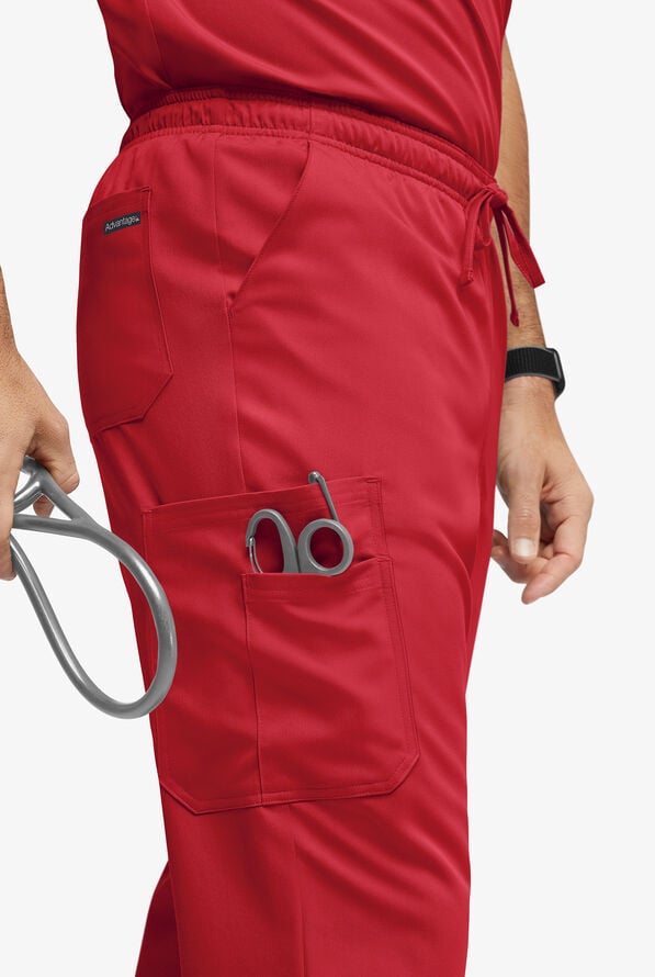 Advantage STRETCH Men's 6-Pocket Cargo Scrub Pants - Red - 2