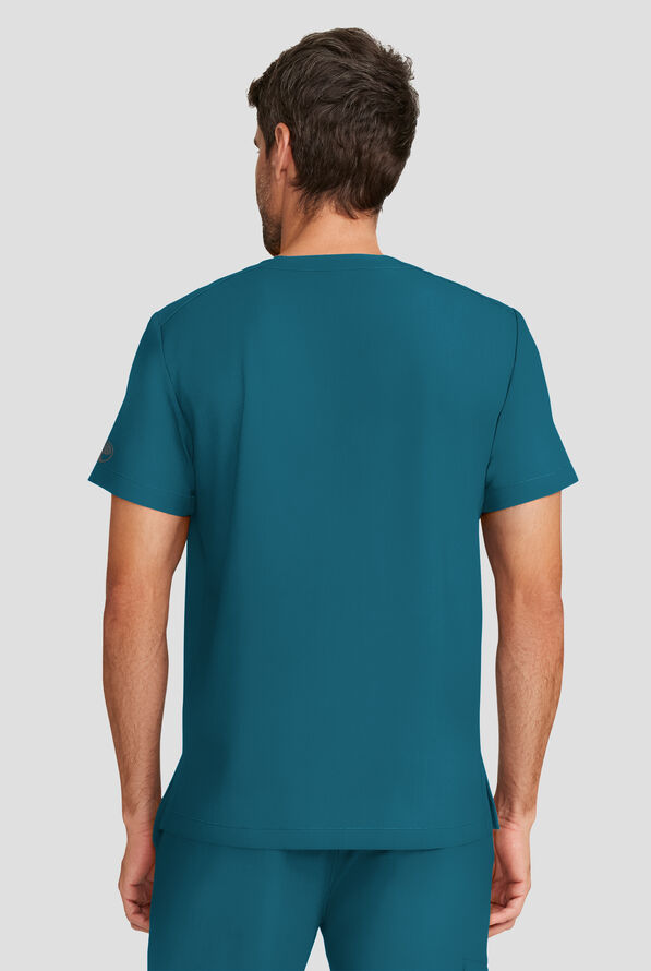 Camisa m&eacute;dica Healing Hands Quest STRET CH con cuello en V y 1 bolsillo para hombre - Caribbean Blue - 4