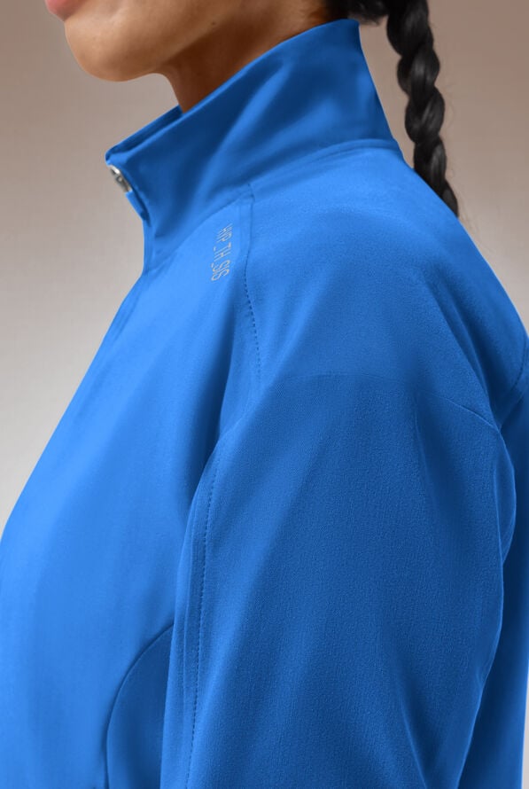 Hypothesis Base Women's 3-Pocket Relaxed Fit Zip Front Scrub Jacket - Royal - 4