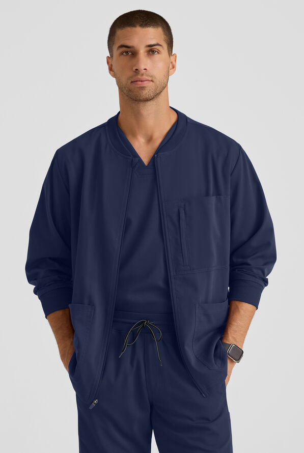 Chaqueta m&eacute;dica Grey's Anatomy&trade; by Barco Spandex STRETCH React con cremallera y 5 bolsillos para hombre - Indigo - 2