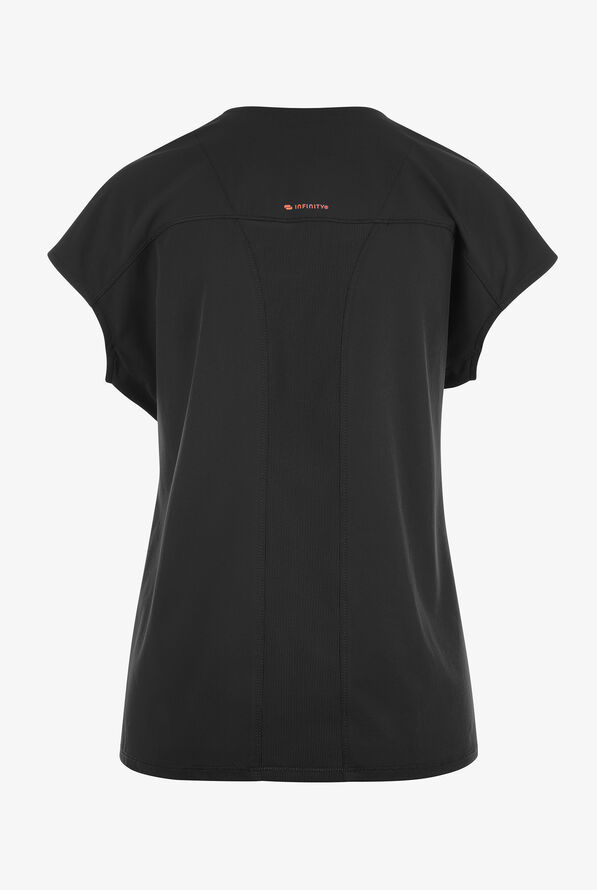 Blusa médica Infinity GNR8 STRETCH con mangas dolmán y tapeta con cremallera para mujer - Black - 2